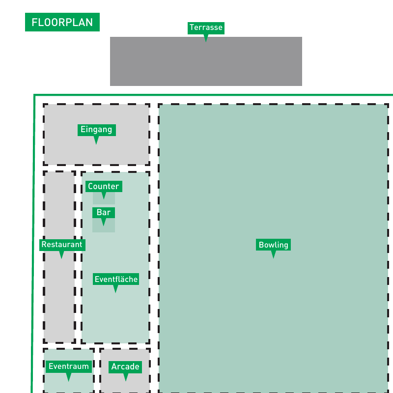 Grundriss des Bowling Room Hagen